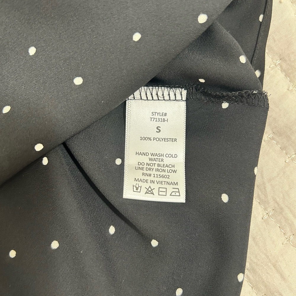Lush Black with White Polka Dots, 3/4 Sleeve Relaxed Blouse - Picture 9 of 10